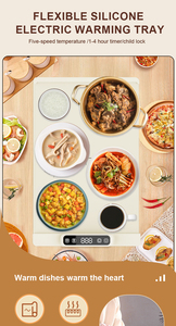 Contrôle de la température réglable nouveau tapis de plateau de réchauffement des aliments électrique Portable pliable Silicone chauffe-aliments chauffe-température - Product Image 4