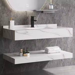 Современная настенная раковина из мрамора для ванной комнаты в отеле, прямоугольная, для мытья рук, с тумбой, для ванной комнаты - Product Image 6