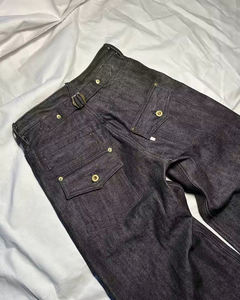 بنطلون جينز رجالي بقصة مستقيمة وفضفاضة بتصميم عتيق وغسيل فاتح من الدنيم الياباني الأصلي - Product Image 3