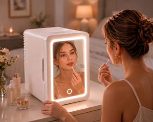 6L Skincare Beauty Cooler <b>Mini</b> Fridge with LED Light and Mirror Portable for Hotel & Outdoor Use Stainless Steel - Product Image 4