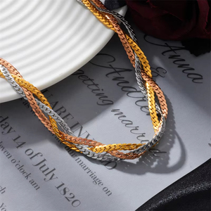 Collana Girocollo con Ciondolo in Acciaio Inossidabile, Nuova Moda di Lusso, 3 Colori, Catena Spessa Intrecciata per Donne - Product Image 4