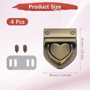TIXIPEM Fermoir de verrouillage en forme de cœur, fermoir à bouton en métal pour sac à main, attaches pour le bricolage, la confection de portefeuilles, sacs à main en cuir, etc. - Product Image 3