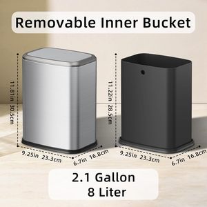 Petite <span class=keywords><strong>poubelle</strong></span> de salle de bain 8L/2.1 Gal avec <span class=keywords><strong>couvercle</strong></span>, <span class=keywords><strong>poubelle</strong></span> rectangulaire à dessus pivotant - Product Image 4