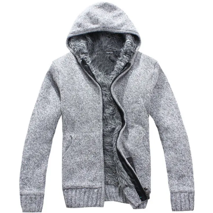Coat Men'S Plush Thickened Fashion Popular Men'S 2021 New Sweater Hooded Foreign Trade Cardigan