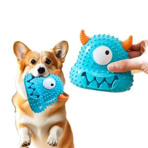 Juguete Molar para Perro de Silicona de Grado Alimenticio, Lindo Pequeño Monstruo, Limpieza de Dientes, Juguete Interactivo con Sonido Resistente a Mordeduras, Suministros para Mascotas - Product Image 1