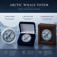 Pièce de monnaie commémorative 3D personnalisée en relief, motif baleine arctique, pièce de défi en argent antique, cadeau souvenir, vente en gros directe usine
