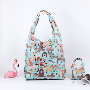 Bolsa de compras plegable de tela Oxford con estampado de dibujos animados, bolsa grande de hombro ecológica para compras, bolsa reutilizable portátil - Product Image 1