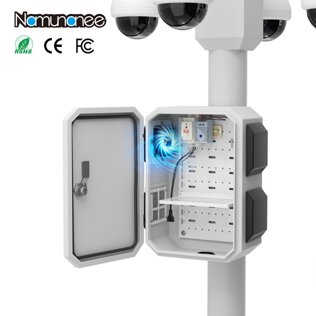 ODM Outdoor Metal CCTV Box Electrical Enclosure Thermostat Fan IP55 Rated Din Rail Enclosure Camera Systems CE/ROHS Certified
