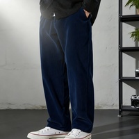 Pantalon droit en velours côtelé épais pour homme, coupe ample, avec broderie personnalisée, style streetwear, boutons, logo skateboard