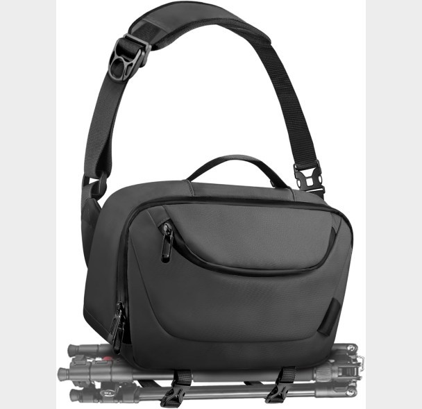 Waterproof Durable Zipper Camera Sling Bag Tripod Holder for DSLR/SLR/Mirrorless Cameras-Portable Crossbody Bag for