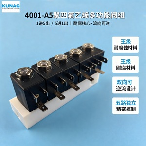 Conjunto de Válvula Solenoide de PTFE Tipo 4001-A5 con 1 Entrada y 5 Salidas, 5 Entradas y 1 Salida - Product Image 5
