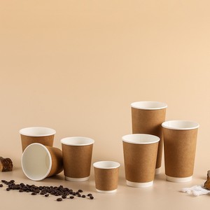 Gobelets à café jetables personnalisés avec couvercle et logo, gobelets en papier kraft à double paroi biodégradables - Product Image 4