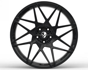 Jantes monobloc personnalisées OEM, multi-branches, en alliage d'aluminium forgé noir brillant avec reflets argentés pour <span class=keywords><strong>Corvette</strong></span> C8 - Product Image 4