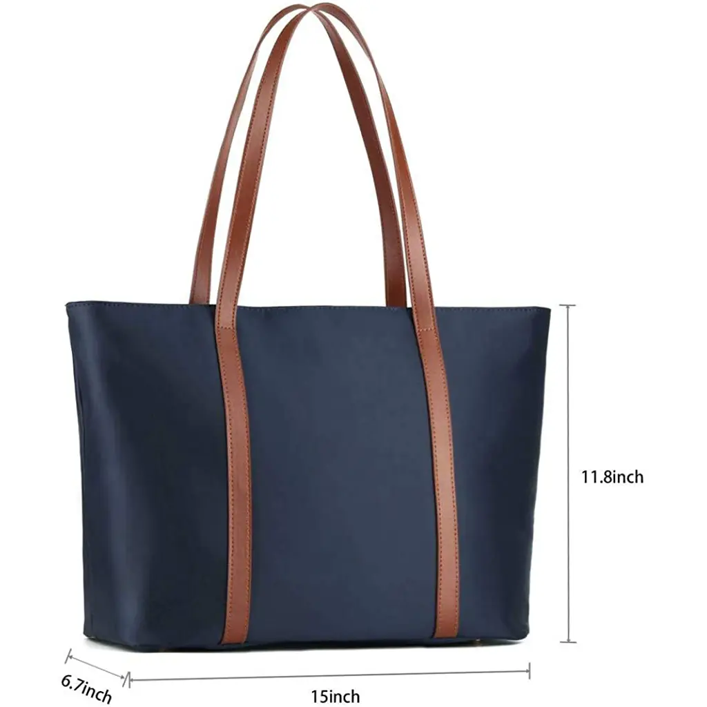 여성 쇼핑 토트 백 나일론 숄더 백 방수 핸드백 팔찌 네이비 블루