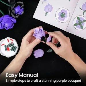 KK20008 nuova rosa viola grazia <span class=keywords><strong>Botanica</strong></span> artificiale decorazione giocattoli modello regali per fidanzata compleanno blocchi - Product Image 4