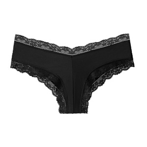 Bragas de encaje de tiro bajo sin costuras de talla grande para mujer, Tanga hueco, ropa interior transpirable con patrón sólido de seda helada, Bragas para mujer - Product Image 6