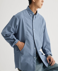 Người Đàn Ông Của 100% Cotton Mỏng Phù Hợp Với Giản Dị Rắn Màu Dài Tay Áo Sơ Mi Nhăn Chống Nhăn Nút Phía Trước Thiết Kế Máy Giặt Lạnh - Product Image 2