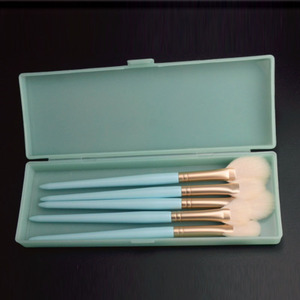 Abangzi cosmetici AA677 Top Grade capelli di capra manico in legno settore ventaglio spazzola di piccole dimensioni <span class=keywords><strong>rosa</strong></span> blu occhio Set Opp Bag <span class=keywords><strong>evidenziatore</strong></span> - Product Image 6