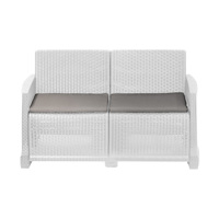 Ensemble de salon de jardin complet Progarden, fauteuils et table basse d'extérieur, finition effet rotin blanc, collection de canapés de jardin de qualité