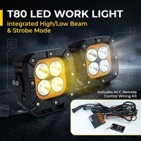 Projecteur LED 200W à 4 lentilles, halo trèfle, lumière stroboscopique ambiante, feux de jour, 12V-24V, étanche, projecteur tout-terrain pour camion