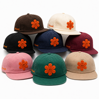 Casquette de baseball à visière plate avec patch floral brodé personnalisé, OEM ODM, marque privée, streetwear, accessoires de mode pour marques de créateurs
