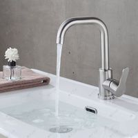 Robinet de lavabo de salle de bain monotrou en acier inoxydable à montage sur plan avec cartouche céramique, design moderne pour chambre à coucher