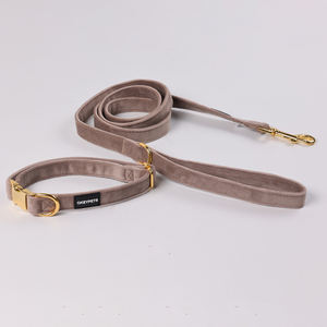 Juego de arnés de lujo personalizado para perros con hebilla de metal, arnés de terciopelo sin tirones para collar de correa para perros - Product Image 3