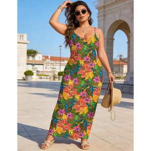ชุดเดรสยาวสไตล์ฮาวายสำหรับผู้หญิง แบบไม่มีสายคล้องไหล่ ลายดอกไม้ ผ้าชีฟอง เอวทรงเอ็มไพร์ สไตล์โบฮีเมียน สำหรับใส่ไปชายหาดในฤดูร้อน - Product Image 2