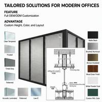 Cloison modulaire de 84 mm avec structure en acier, mur en verre simple en aluminium plat durable pour bibliothèque, immeuble de bureaux, salle de sport et centre commercial