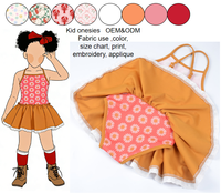 Maillot de bain une pièce pour bébé fille, imprimé marguerite, col halter, jupe tutu, couleur moutarde, maillot de bain de plage pour enfants