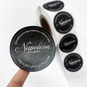 Rollo <span class=keywords><strong>de</strong></span> pegatinas holográficas redondas negras personalizadas, rollo <span class=keywords><strong>de</strong></span> etiquetas adhesivas impermeables, rollos <span class=keywords><strong>de</strong></span> etiquetas adhesivas para embalaje - Product Image 1