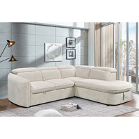 Canapé d'angle convertible en L 2 places avec rangement, design européen, revêtement en tissu, pieds en plastique, pour salon