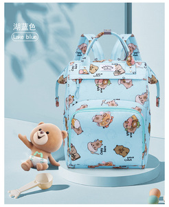 Lightweight Waterproof Softback <b>Women</b> <b>Backpack</b>, Cute Cartoon Print Mommy Daypack Multifunctional Diaper Bag - Product Image 4
