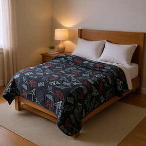 Couverture d'hiver double ou simple Jurassic XL, imprimé dinosaure, réversible, noire, pour adulte, rectangulaire - Product Image 2