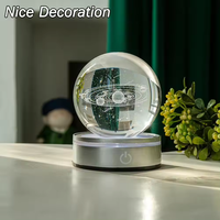 Honneur de cristal système solaire planète sphère 3D boule de cristal laser clair à facettes K9 boule de verre de cristal laser 3D personnalisée