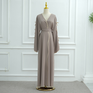 2025 EID Modest Elegant <strong>Abaya</strong> Cardigan for Women Dubai Islamic Clothing with Nida Wave Bowknot Open <strong>Design</strong> for Summer <strong>Abaya</strong> - Product Image 3