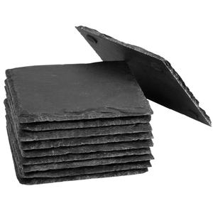 Juego de Posavasos Cuadrados de Pizarra Ecológicos Personalizados 2021, Modernos, Sostenibles, de 10 cm, para Bodas/Fiestas, con Grabado Láser - Product Image 1