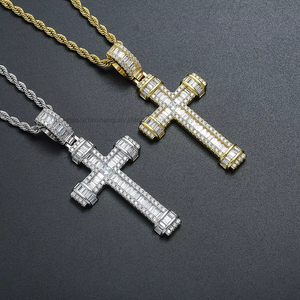 <b>Cross</b> pendant, hip hop jewelry, copper zircon vintage, Baotou <b>cross</b> necklace. - Product Image 2