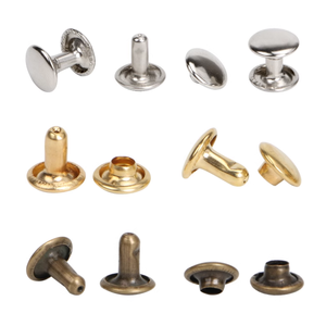 Rivets à double tête en acier inoxydable de 6 mm, argent, or, noir, bronze antique, pour ceintures en cuir et artisanat de sacs - Product Image 1