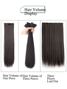 Juego de 3 Extensiones de Cabello con Clip, Lisas, Sintéticas, Resistentes al Calor, de Fibra, Tipo Cortina - Product Image 4