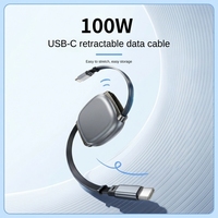 Câble USB-C rétractable 240W PD Type-C vers Type-C 3ft 5A à charge rapide, conducteur en cuivre pur, gaine en PVC pour iPhone 15/16/17 et appareil photo