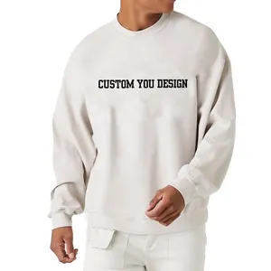 Logotipo personalizado 100% algodão Em Branco Mens tripulação pescoço Moletons Boxy streetwear drop ombro camisolas de Alta qualidade