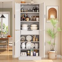 Armoire de rangement de cuisine moderne en bois de 71 pouces avec portes de grange, étagères réglables, organiseur de tiroirs, écologique et polyvalente, haute