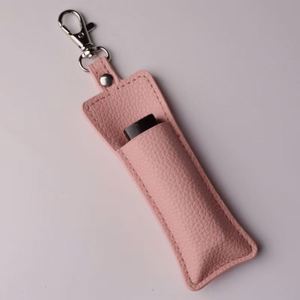 Stylish New Trend Pu Leather Metal Embossed Lipstick Keychain Balm Holder Portable Lip Gloss Pocket Women Travel - Product Image 6