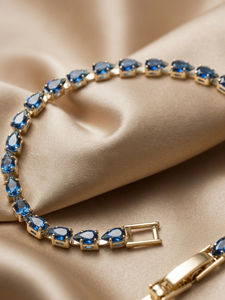 Pulsera de cadena chapada en oro JURA JEWELS Midnight Sapphire Golden Flora Tennis Classic, pulsera de cadena chapada en oro para mujer - Product Image 1