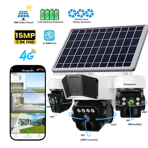 Hongnaer 15MP 3 lenti 4G Wireless ad energia solare PTZ 4G Surveil fotocamera O-KAM Pro di sicurezza all'aperto CCTV 4G Sim Card fotocamera solare - Product Image 1