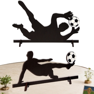 Décoration de <span class=keywords><strong>table</strong></span> en silhouette de joueur de football en bois pour les fans de tournoi, idéale pour les fournitures de fête de match, la décoration de bureau à domicile ou au bureau - Product Image 1
