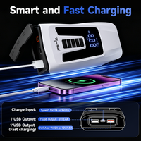 ODM Démarreur de voiture 4 en 1, booster, compresseur d'air, gonfleur de pneus, lampe torche LED, batterie externe 12000mAh pour voitures essence/diesel