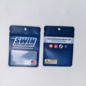 Pochette d'emballage personnalisée à fermeture éclair pour leurres de pêche en plastique souple, avec fenêtre transparente et encoche de déchirement, pour appâts de pêche, très vendue - Product Image 2