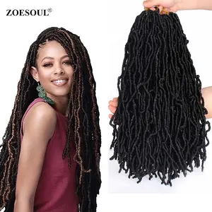 Atacado 14 18 24 36 Polegada Natural Ondulado Novo Faux Locs Crochet Tranças Para Cabelo Trançado Sintético